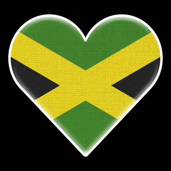 Jamaica Heart Flag Fabric Pattern Texture Black Background Illustration — стокове фото