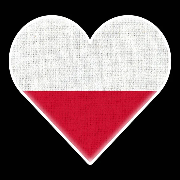 Poland Heart Flag Fabric Pattern Texture Black Background Illustration — стокове фото
