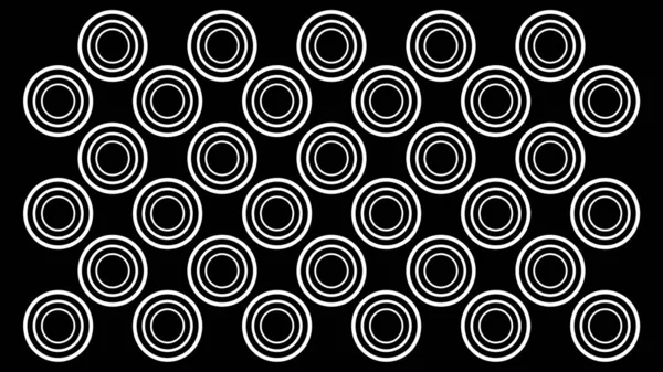 Fond Motif Abstrait Formes Cercle Symétrique Blanc Fond Noir Illustration — Photo