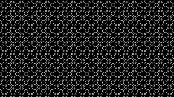Abstrakter Musterhintergrund Weiße Symmetrische Kreissterndreiecksformen Schwarzer Hintergrund Illustration — Stockfoto