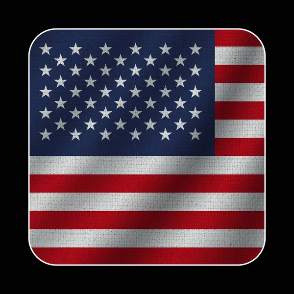 United States America Square Flag Fabric Pattern Texture Black Background — Stock Photo, Image