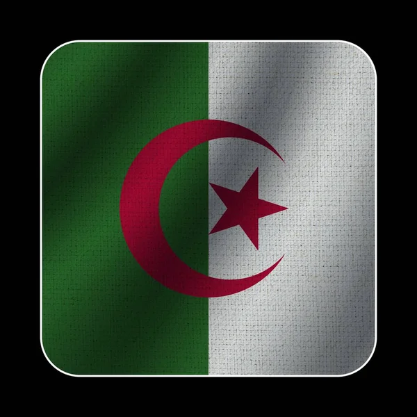 Algeria Square Flag Fabric Pattern Texture Black Background Illustration — Stock Photo, Image