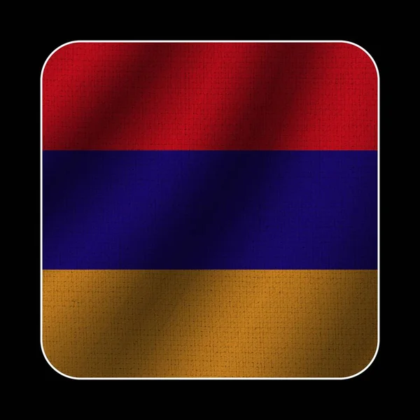 Bandeira Quadrada Armênia Textura Padrão Tecido Fundo Preto Ilustração — Fotografia de Stock