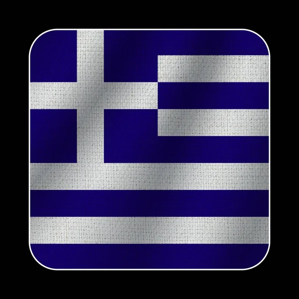 Greece Square Flag Fabric Pattern Texture Black Background Illustration — стокове фото