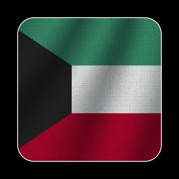 Bandera Cuadrada Kuwait Textura Del Patrón Tela Fondo Negro Ilustración —  Fotos de Stock