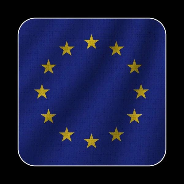 Bandera Cuadrada Unión Europea Textura Del Patrón Tela Fondo Negro — Foto de Stock