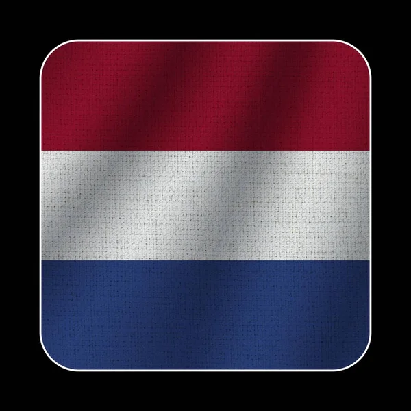 Holland Nederland Square Flagga Tyg Mönster Textur Svart Bakgrund Illustration — Stockfoto