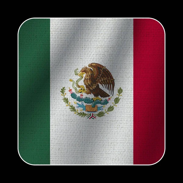 Bandera Cuadrada México Textura Del Patrón Tela Fondo Negro Ilustración — Foto de Stock