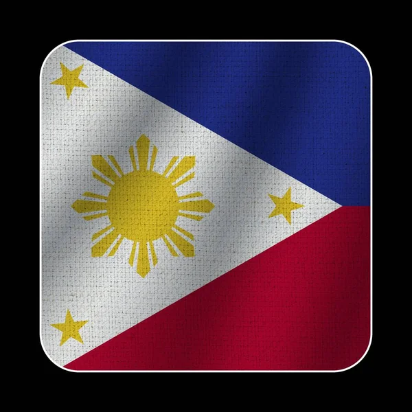 Bandera Cuadrada Filipinas Textura Del Patrón Tela Fondo Negro Ilustración —  Fotos de Stock