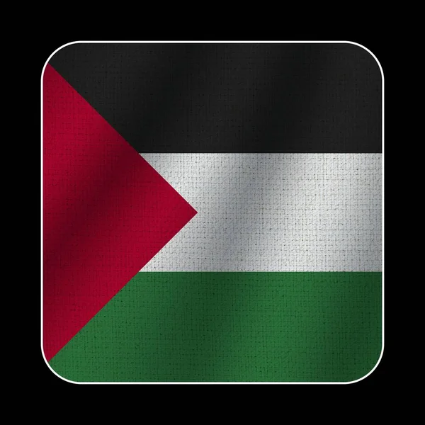 Palestina Fyrkantig Flagga Tyg Mönster Textur Svart Bakgrund Illustration — Stockfoto