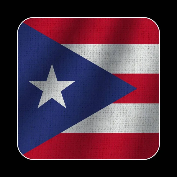 Puerto Rico Vierkante Vlag Stofpatroon Textuur Zwarte Achtergrond Illustratie — Stockfoto