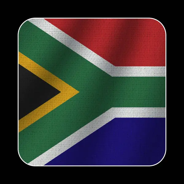 Νότια Αφρική Πλατεία Σημαία Ύφασμα Μοτίβο Υφή Μαύρο Φόντο Εικονογράφηση — Φωτογραφία Αρχείου