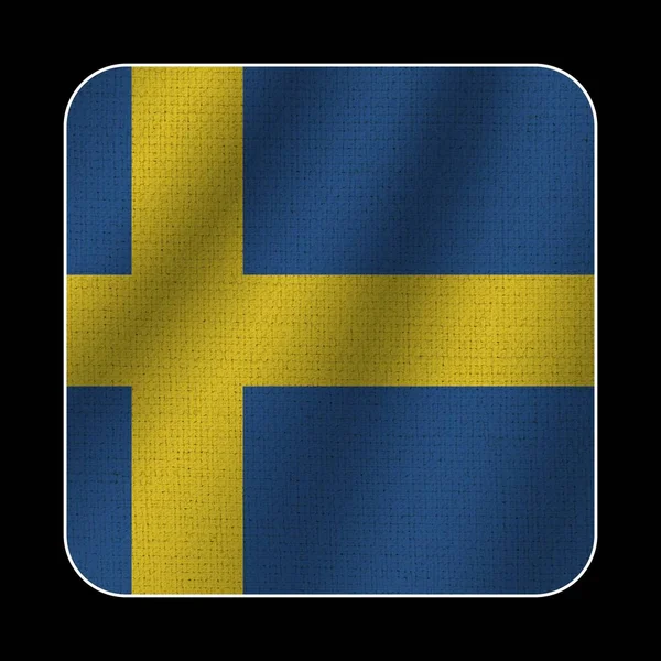 Bandeira Quadrada Suécia Textura Padrão Tecido Fundo Preto Ilustração — Fotografia de Stock