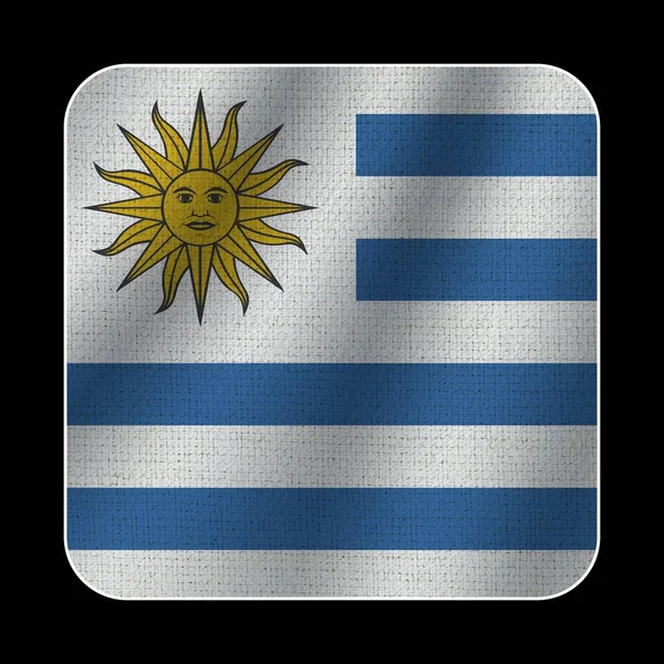 Uruguay Square Flag Fabric Pattern Texture Black Background Illustration — Stock Photo, Image