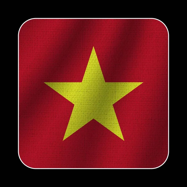 Bandiera Quadrata Vietnam Tessuto Texture Sfondo Nero Illustrazione — Foto Stock