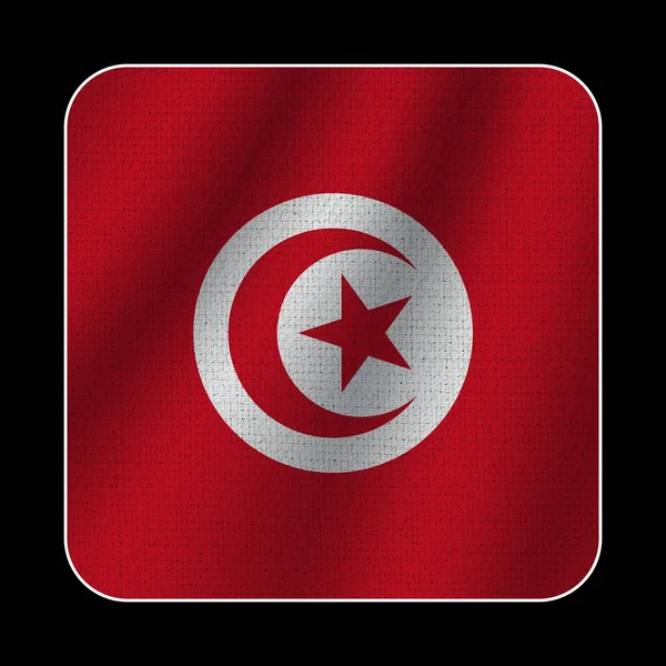 Tunisia Square Flag Fabric Pattern Texture Black Background Illustration — Stock Photo, Image