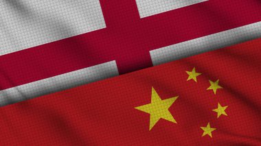 İngiltere ve Çin Bayrakları Birlikte, Dalgalı Kumaş, Son Dakika Haberleri, Siyasi Diplomasi Krizi Konsepti, 3D İllüstrasyon