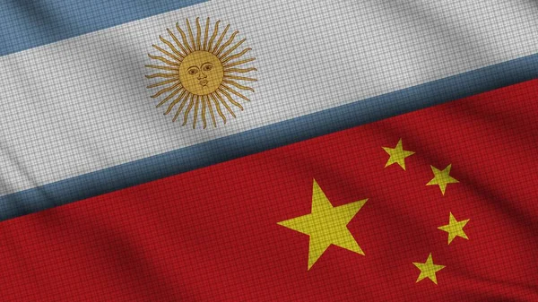 Argentinië China Samen Vlaggen Wavy Fabric Breaking News Crisisconcept Voor — Stockfoto