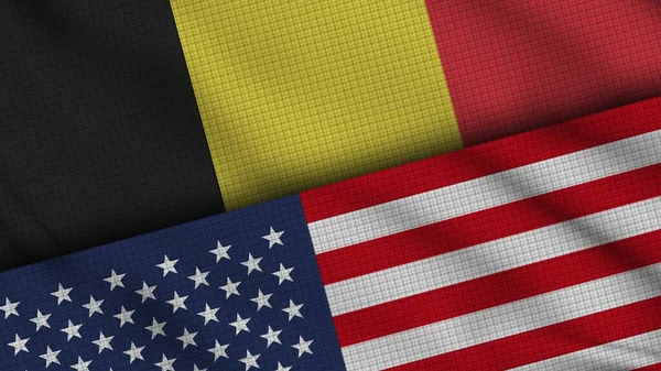 Belgien Und Usa Vereinigte Staaten Von Amerika Flaggen Gemeinsam Welliges — Stockfoto