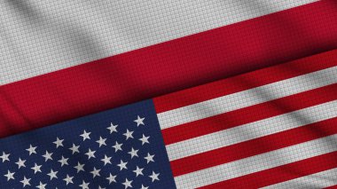 Polonya ve ABD Bayrakları Birlikte, Dalgalı Kumaş, Son Dakika Haberleri, Siyasi Diplomasi Krizi Konsepti, 3D İllüstrasyon