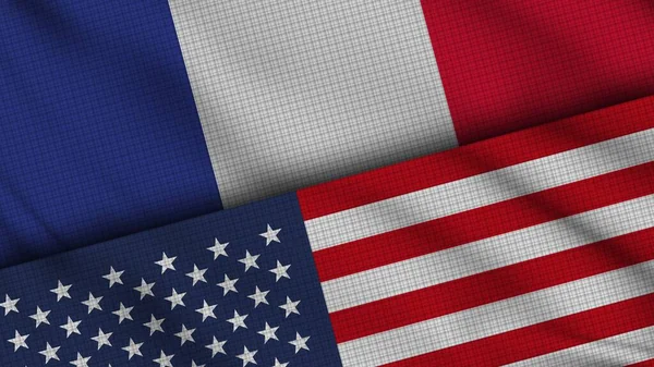 フランスとアメリカアメリカの国旗 速報ニュース 政治外交危機の概念 3Dイラスト — ストック写真