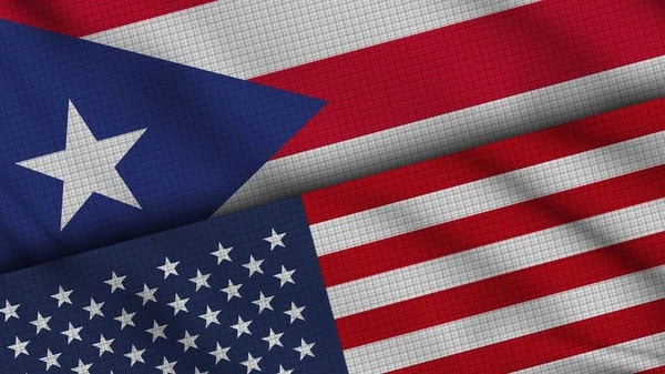 Πουέρτο Ρίκο Και Ηπα Ηνωμένες Πολιτείες Της Αμερικής Σημαίες Μαζί — Φωτογραφία Αρχείου