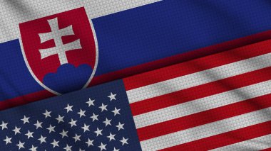 Slovakya ve ABD Bayrakları Birlikte, Dalgalı Kumaş, Son Dakika Haberleri, Siyasi Diplomasi Krizi Konsepti, 3D İllüstrasyon