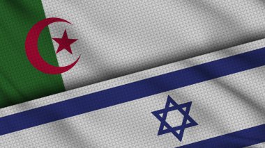 Cezayir ve İsrail Bayrakları Birlikte, Dalgalı Kumaş, Son Dakika Haberleri, Siyasi Diplomasi Krizi Konsepti, 3D İllüstrasyon