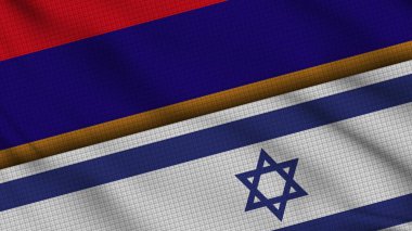 Ermenistan ve İsrail Bayrakları Birlikte, Dalgalı Kumaş, Son Dakika Haberleri, Siyasi Diplomasi Krizi Konsepti, 3D İllüstrasyon