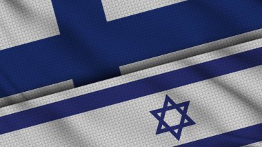 Finlandiya ve İsrail Bayrakları Birlikte, Dalgalı Kumaş, Son Dakika Haberleri, Siyasi Diplomasi Krizi Konsepti, 3D İllüstrasyon
