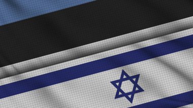 Estonya ve İsrail Bayrakları Birlikte, Dalgalı Kumaş, Son Dakika Haberleri, Siyasi Diplomasi Krizi Konsepti, 3D İllüstrasyon