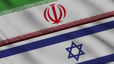 İran ve İsrail Bayrakları Birlikte, Dalgalı Kumaş, Son Dakika Haberleri, Siyasi Diplomasi Krizi Konsepti, 3D İllüstrasyon