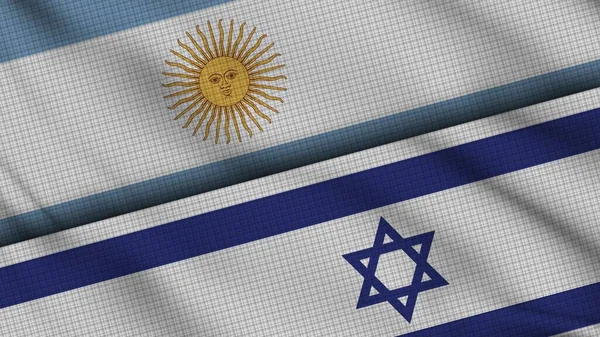 Argentina Israel Flags Together Wavy Fabric Breaking News Political Diplomacy — стокове фото