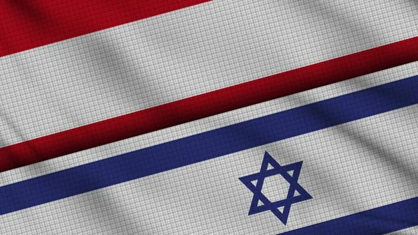 Austria Dan Israel Bendera Bersama Wavy Fabric Breaking News Political — Stok Foto