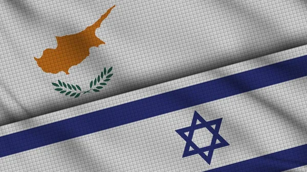 Cyprus Israel Flags Together Wavy Fabric Breaking News Political Diplomacy — стокове фото