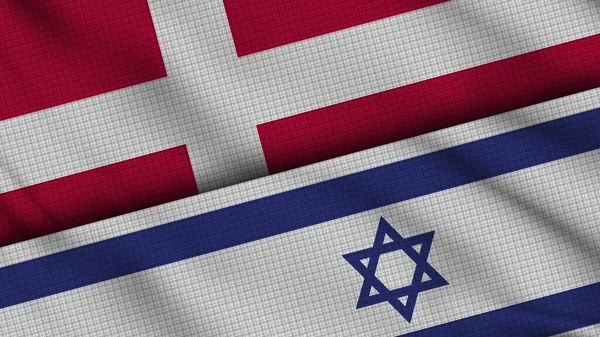 Denmark Israel Flags Together Wavy Fabric Breaking News Political Diplomacy — Stock Photo, Image