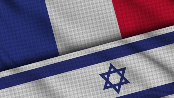 Franciaország Izrael Zászlók Együtt Wavy Fabric Breaking News Politikai Diplomácia — Stock Fotó