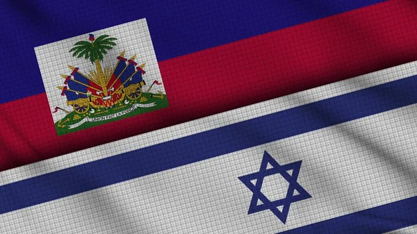 Haiti Israele Bandiere Insieme Tessuto Ondulato Breaking News Concetto Crisi — Foto Stock