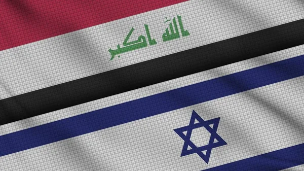 Irak Och Israel Flaggor Tillsammans Vågigt Tyg Breaking News Politisk — Stockfoto