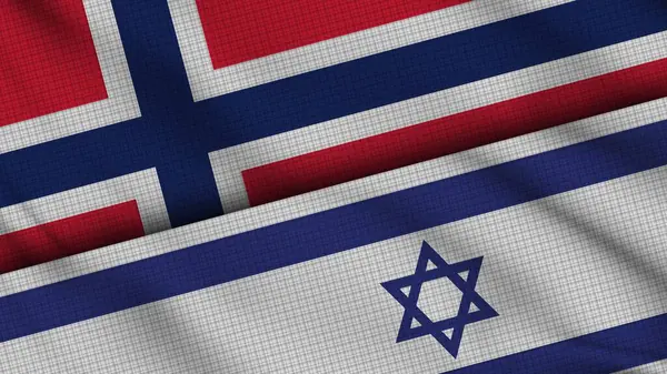 Norway Israel Flags Together Wavy Fabric Breaking News Political Diplomacy — Stock Photo, Image