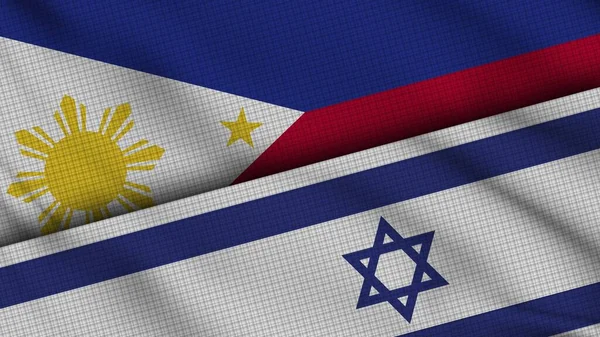 Philippines Israël Drapeaux Ensemble Tissu Ondulé Dernières Nouvelles Concept Crise — Photo