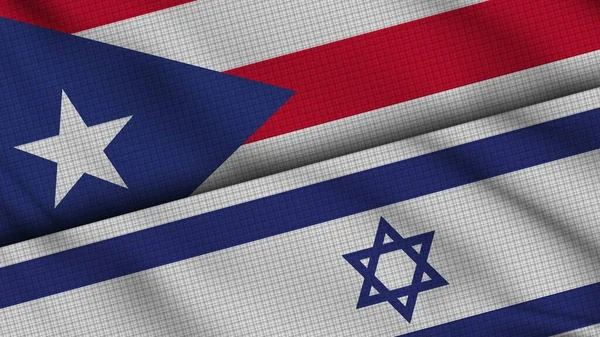 Puerto Rico Israel Banderas Juntas Tela Ondulada Noticias Actualidad Concepto — Foto de Stock