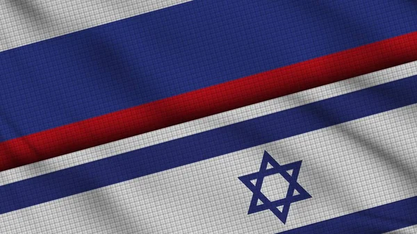 Rusko Izrael Vlajky Společně Vlnitá Tkanina Průlomové Zprávy Koncepce Politické — Stock fotografie