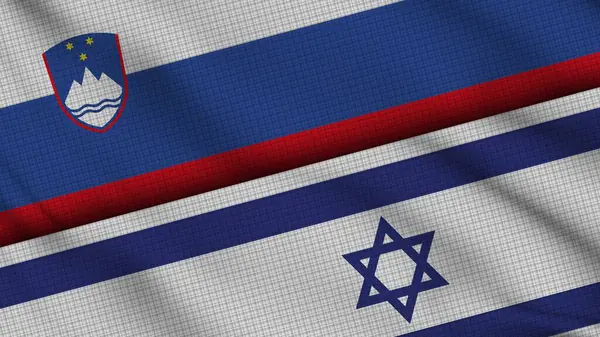 Flagi Słowenii Izraela Razem Wavy Fabric Najnowsze Wiadomości Koncepcja Dyplomacji — Zdjęcie stockowe