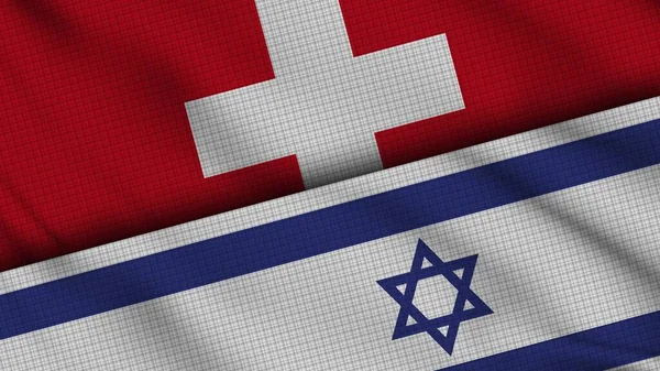 Svájc Izrael Zászlók Együtt Wavy Fabric Breaking News Politikai Diplomácia — Stock Fotó