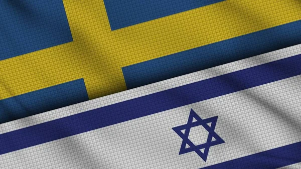 Svezia Israele Bandiere Insieme Tessuto Ondulato Breaking News Concetto Crisi — Foto Stock