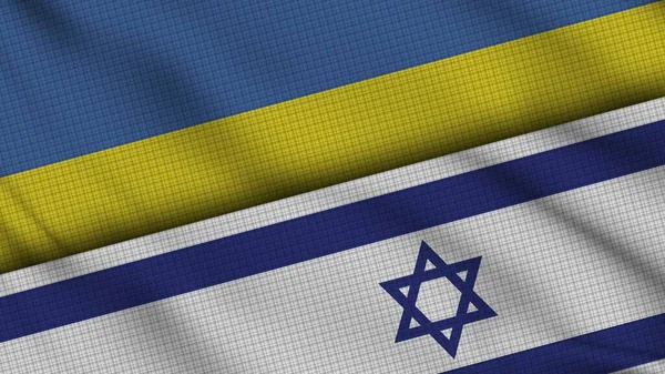 Ukraine Israel Flags Together Wavy Fabric Breaking News Political Diplomacy — стокове фото