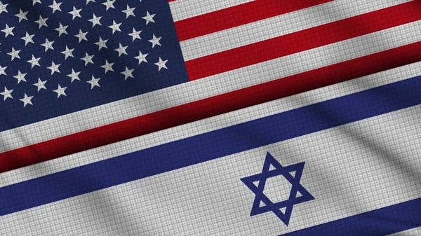 Stati Uniti America Israele Bandiere Insieme Tessuto Ondulato Breaking News — Foto Stock