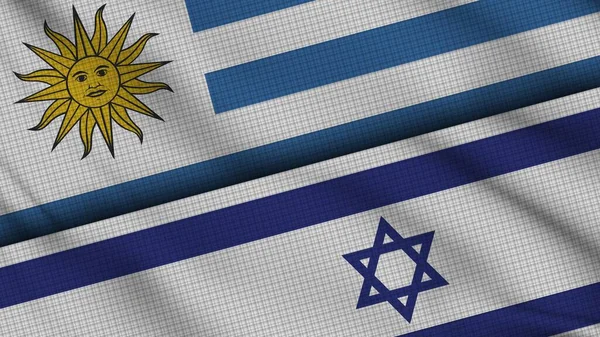 Uruguay Israel Flags Together Wavy Fabric Breaking News Political Diplomacy — стокове фото