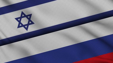 İsrail ve Rusya Bayrakları Birlikte, Dalgalı Kumaş, Son Dakika Haberleri, Siyasi Diplomasi Krizi Konsepti, 3D İllüstrasyon